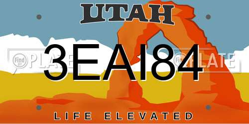 3EAI84 Utah License Plate