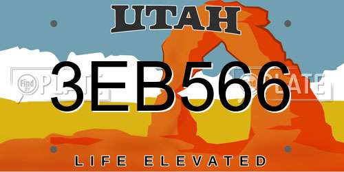 3EB566 Utah License Plate