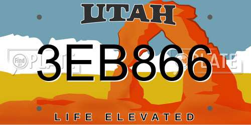 3EB866 Utah License Plate