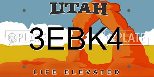 3EBK4 Utah License Plate