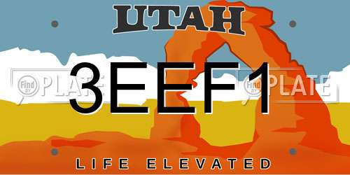 3EEF1 Utah License Plate