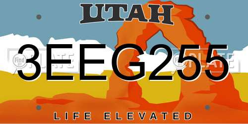 3EEG255 Utah License Plate