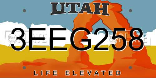 3EEG258 Utah License Plate