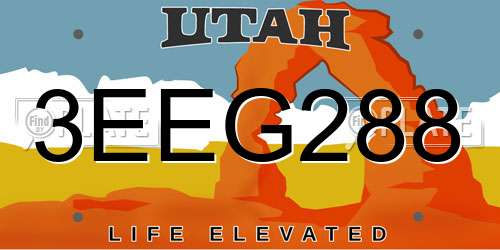 3EEG288 Utah License Plate