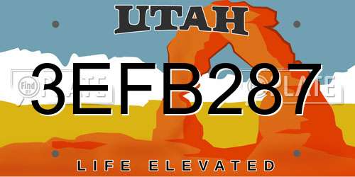3EFB287 Utah License Plate