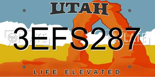 3EFS287 Utah License Plate
