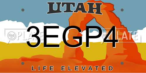 3EGP4 Utah License Plate