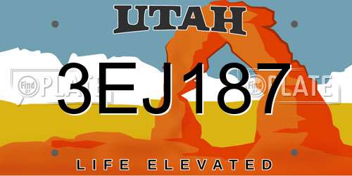 3EJ187 Utah License Plate
