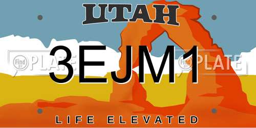 3EJM1 Utah License Plate