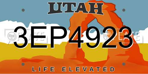 3EP4923 Utah License Plate