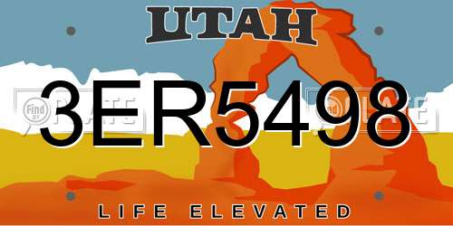 3ER5498 Utah License Plate