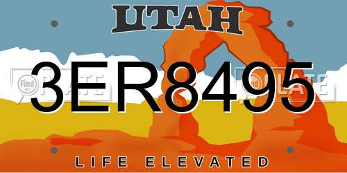 3ER8495 Utah License Plate