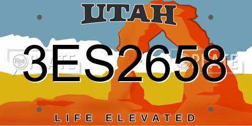 3ES2658 Utah License Plate