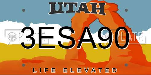 3ESA90 Utah License Plate