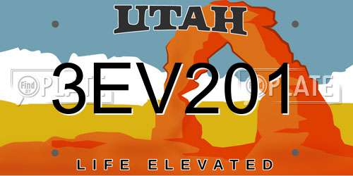 3EV201 Utah License Plate