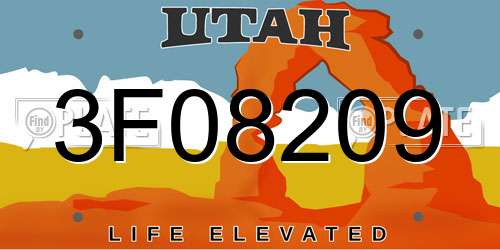 3F08209 Utah License Plate