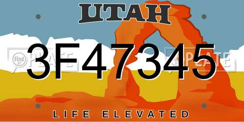 3F47345 Utah License Plate