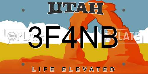 3F4NB Utah License Plate
