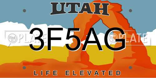 3F5AG Utah License Plate