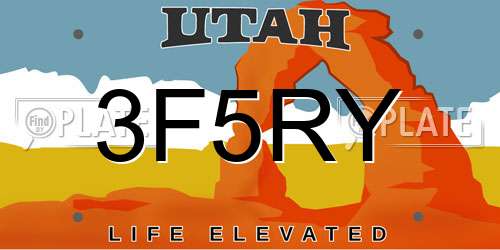 3F5RY Utah License Plate