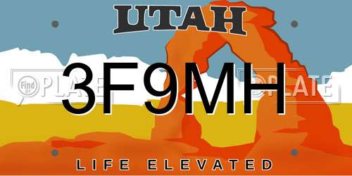 3F9MH Utah License Plate