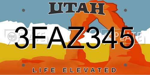 3FAZ345 Utah License Plate