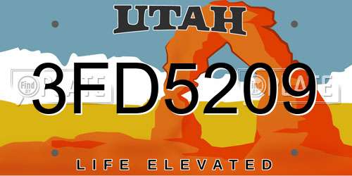 3FD5209 Utah License Plate
