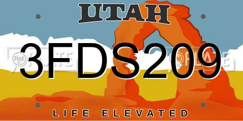 3FDS209 Utah License Plate
