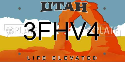 3FHV4 Utah License Plate