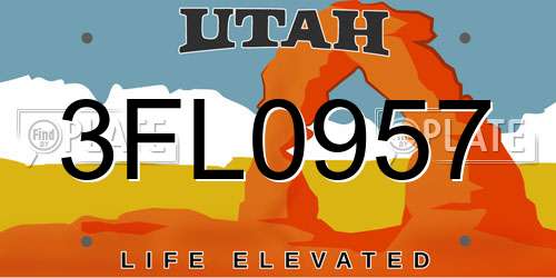 3FL0957 Utah License Plate
