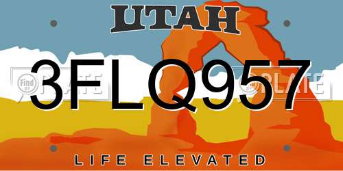 3FLQ957 Utah License Plate