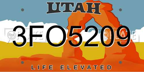 3FO5209 Utah License Plate
