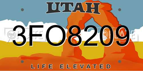 3FO8209 Utah License Plate