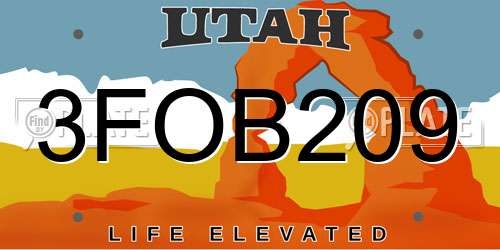 3FOB209 Utah License Plate