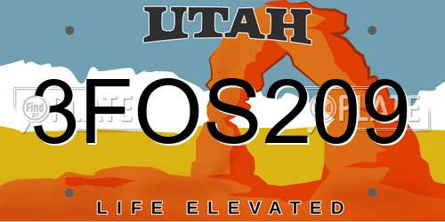 3FOS209 Utah License Plate