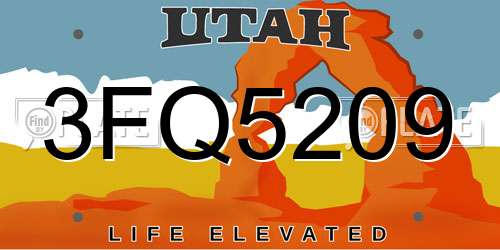 3FQ5209 Utah License Plate