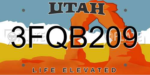 3FQB209 Utah License Plate