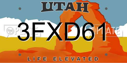 3FXD61 Utah License Plate