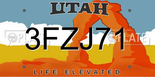 3FZJ71 Utah License Plate