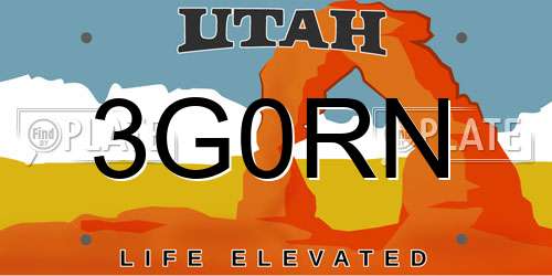 3G0RN Utah License Plate