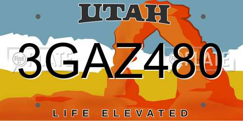 3GAZ480 Utah License Plate