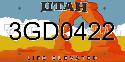 3GD0422 Utah License Plate