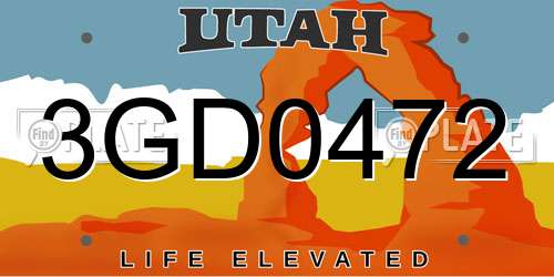 3GD0472 Utah License Plate