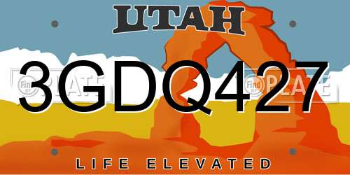 3GDQ427 Utah License Plate