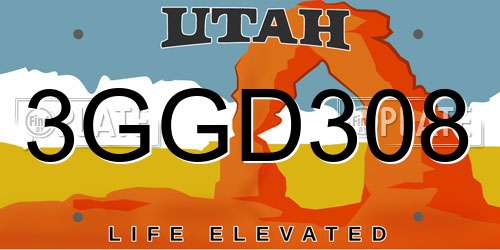 3GGD308 Utah License Plate