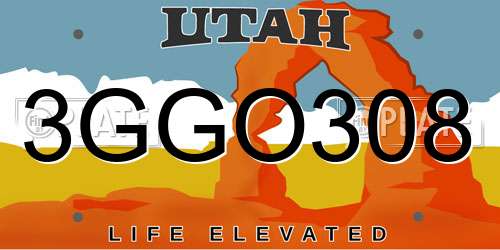 3GGO308 Utah License Plate