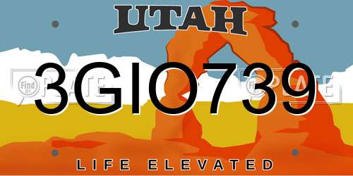 3GIO739 Utah License Plate
