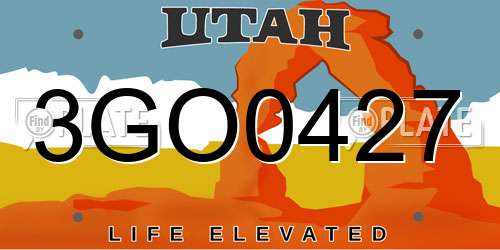3GO0427 Utah License Plate