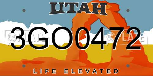 3GO0472 Utah License Plate