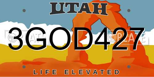 3GOD427 Utah License Plate
